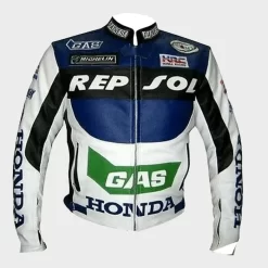 Blouson En Cuir De Motard Moto Honda Repsol Gas
