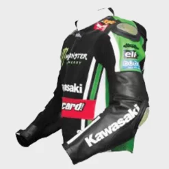 Blouson En Cuir Kawasaki Motocard -Vêtements De Moto kawasaki motocard leather jacket side