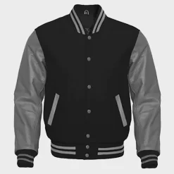 Premium Letterman Baseball School College Bomber Varsity Jacket Mélange De Laine Et Manches En Cuir Véritable