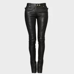 Pantalon En Cuir Coupe Slim