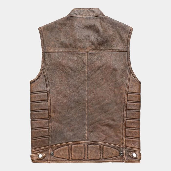 Gilet De Moto En Cuir Marron Vintage – Image 2