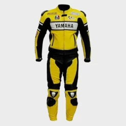 Combinaison Moto En Cuir Jaune Yamaha